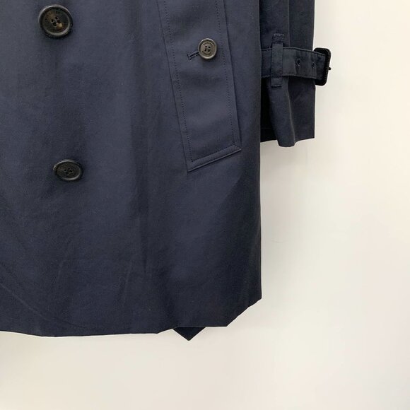 CM0217 Burberry Navy Double-Breasted Trench Coat With Classic Check Lining - Picture 4 of 7